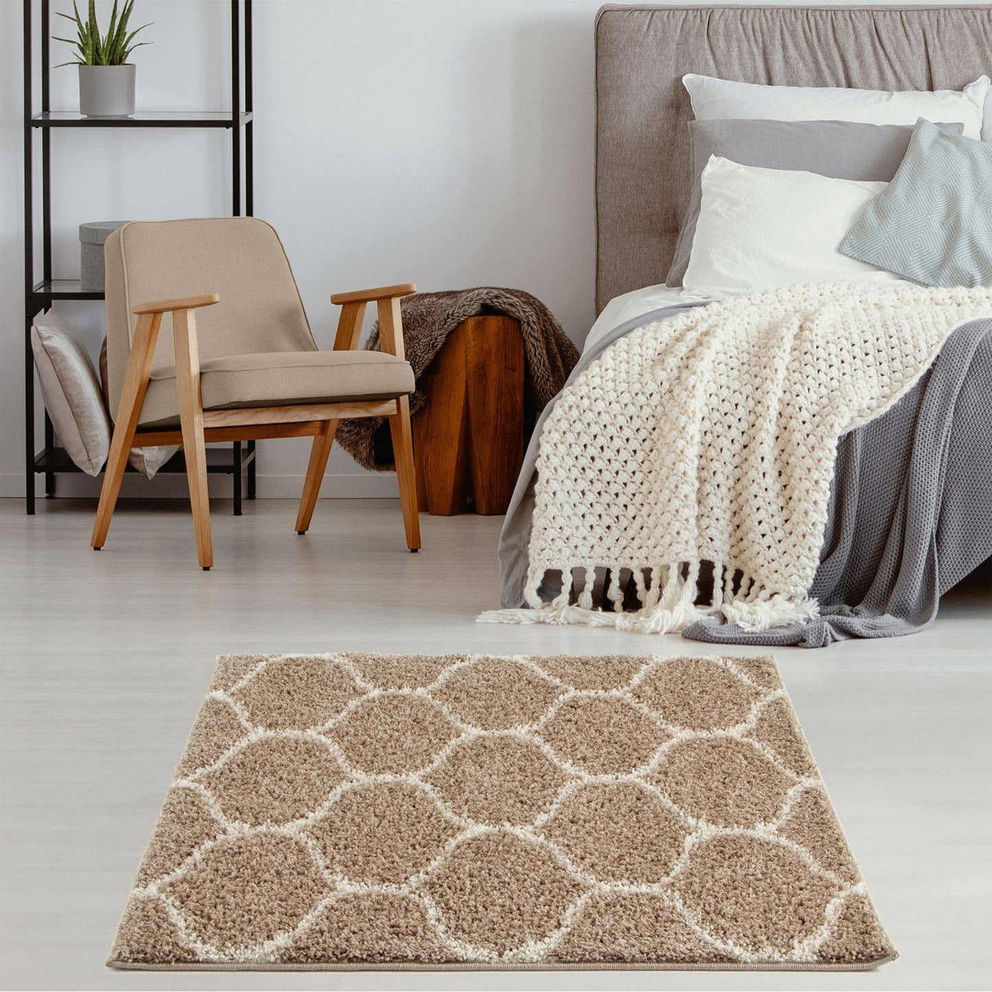Moroccan Beige Shaggy Rug | 620
