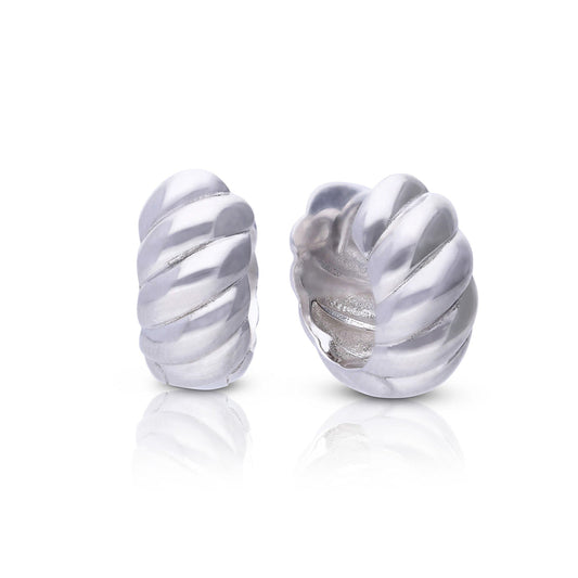 Diamonfire Plain Ridged Hoop Earrings