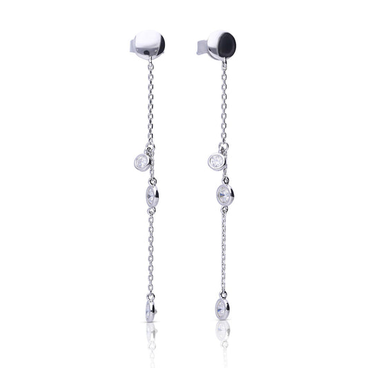 Diamonfire Bezel Set Zirconia Drop Earrings