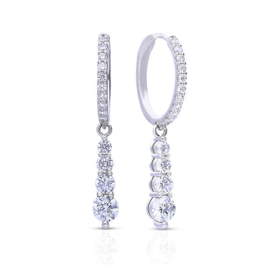 Diamonfire Graduating Stones Drop Hoop Earrings