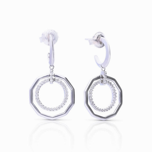 Diamonfire 3/4 Hoop Earrings with Pave and Plain Circles