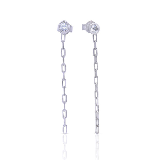 Diamonfire Stud Earrings with Chain Drop