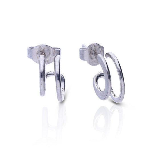 Diamonfire Plain Double Loop Stud Earrings