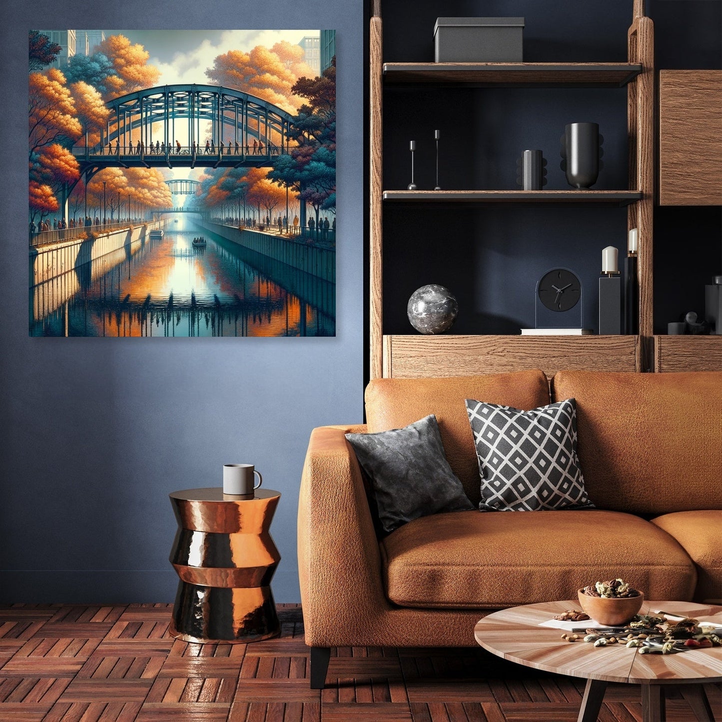 Autumn Urban Bridge Canvas
