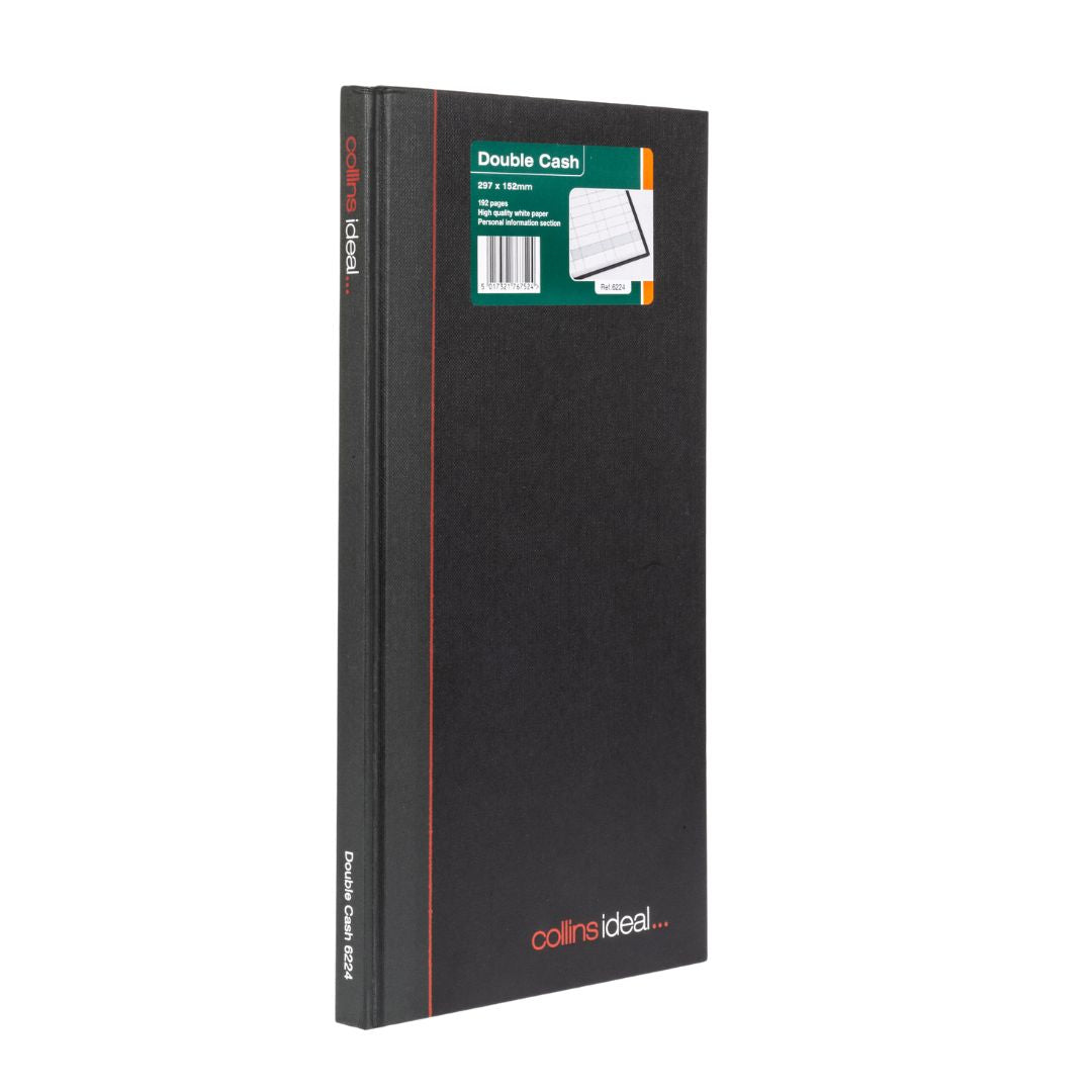 Ideal - A4 Slim Cashbook Casebound  Double Cash - 192 Pages  - Black (6224)