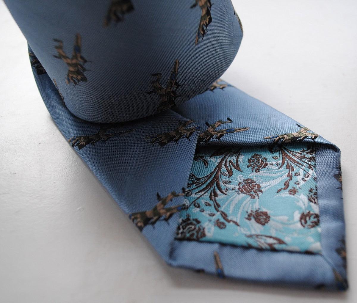 light blue tie with lancaster bomber pattern