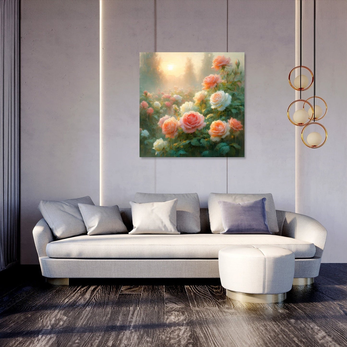 Impressionist Rose Morning Canvas