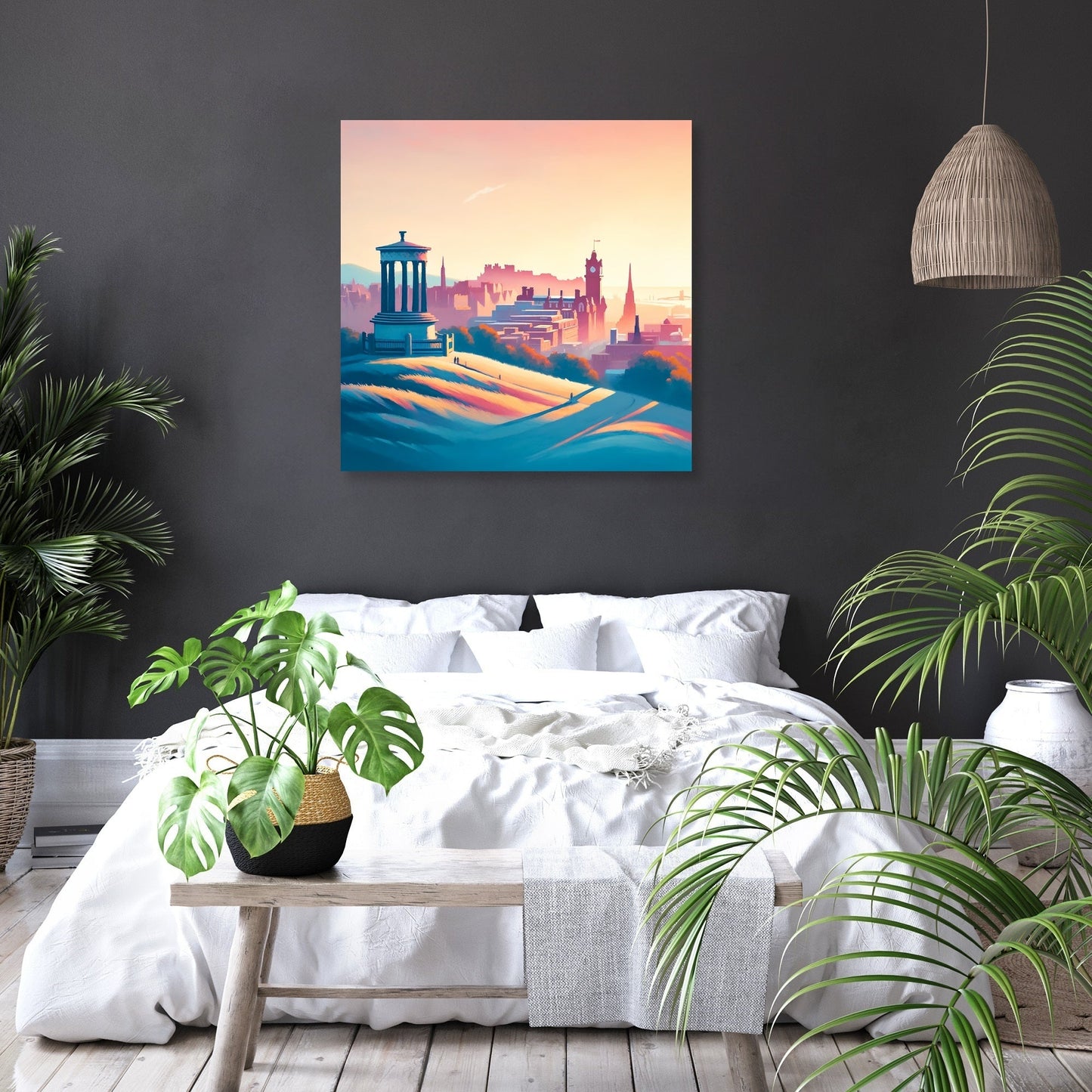 Edinburgh's Calton Hill Sunrise Minimalism Canvas
