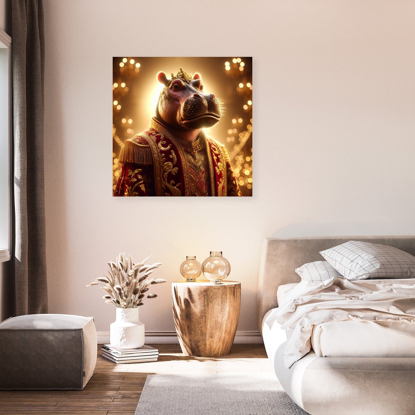 Regal Hippopotamus Elegance Canvas