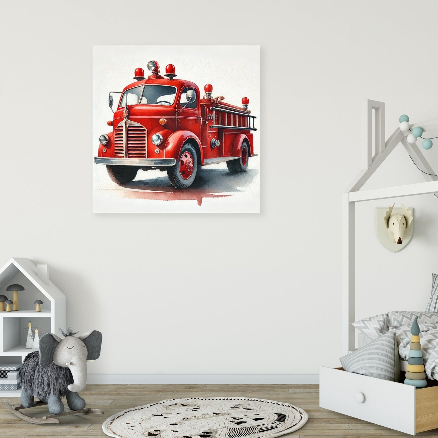 Vintage Fire Truck Canvas