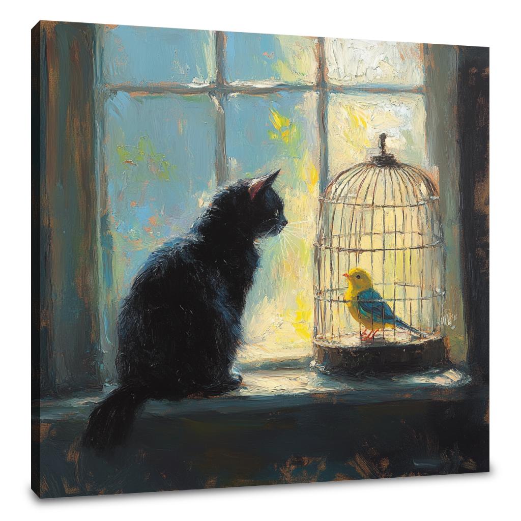 Cat and Canary Standoff Canvas