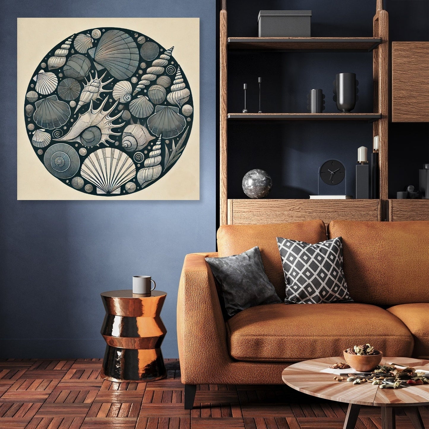 Dark Shells Line Art Canvas