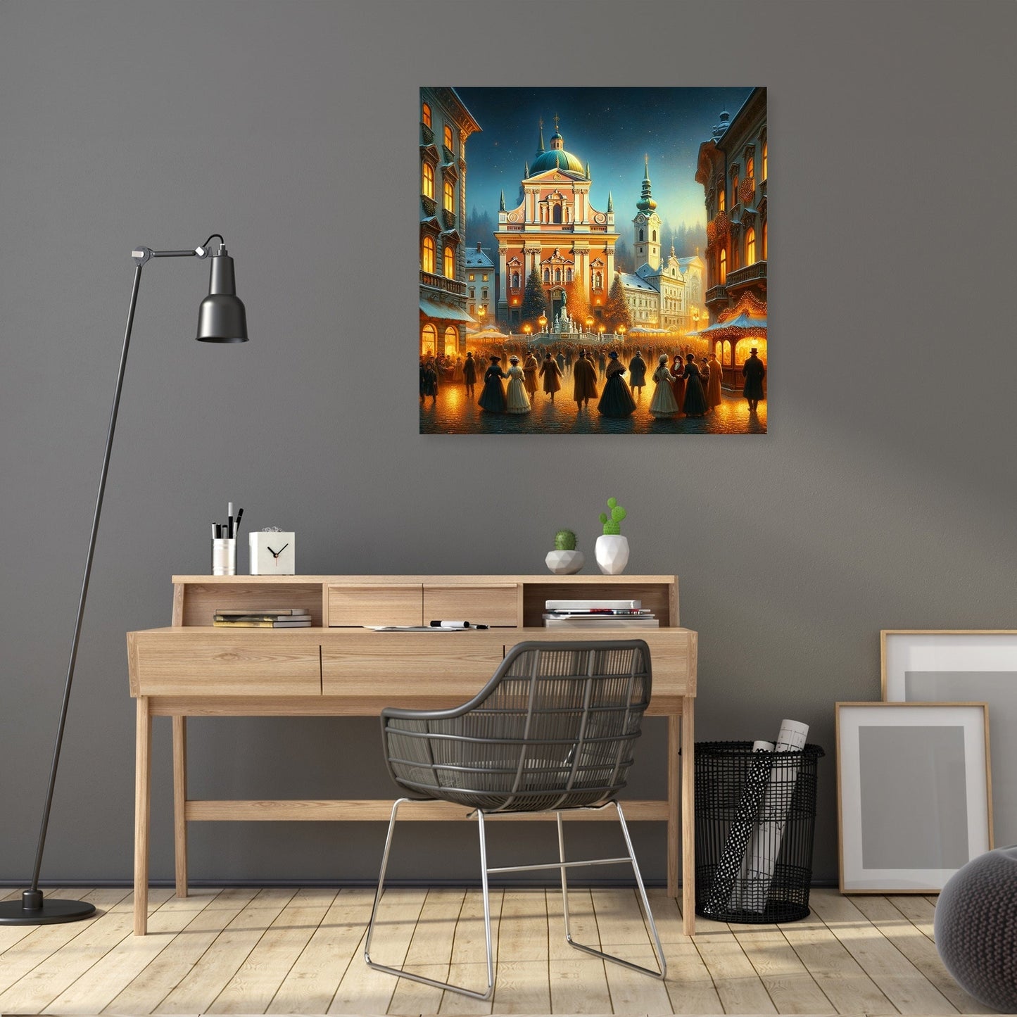 Festive Evening at Prešeren Square Canvas