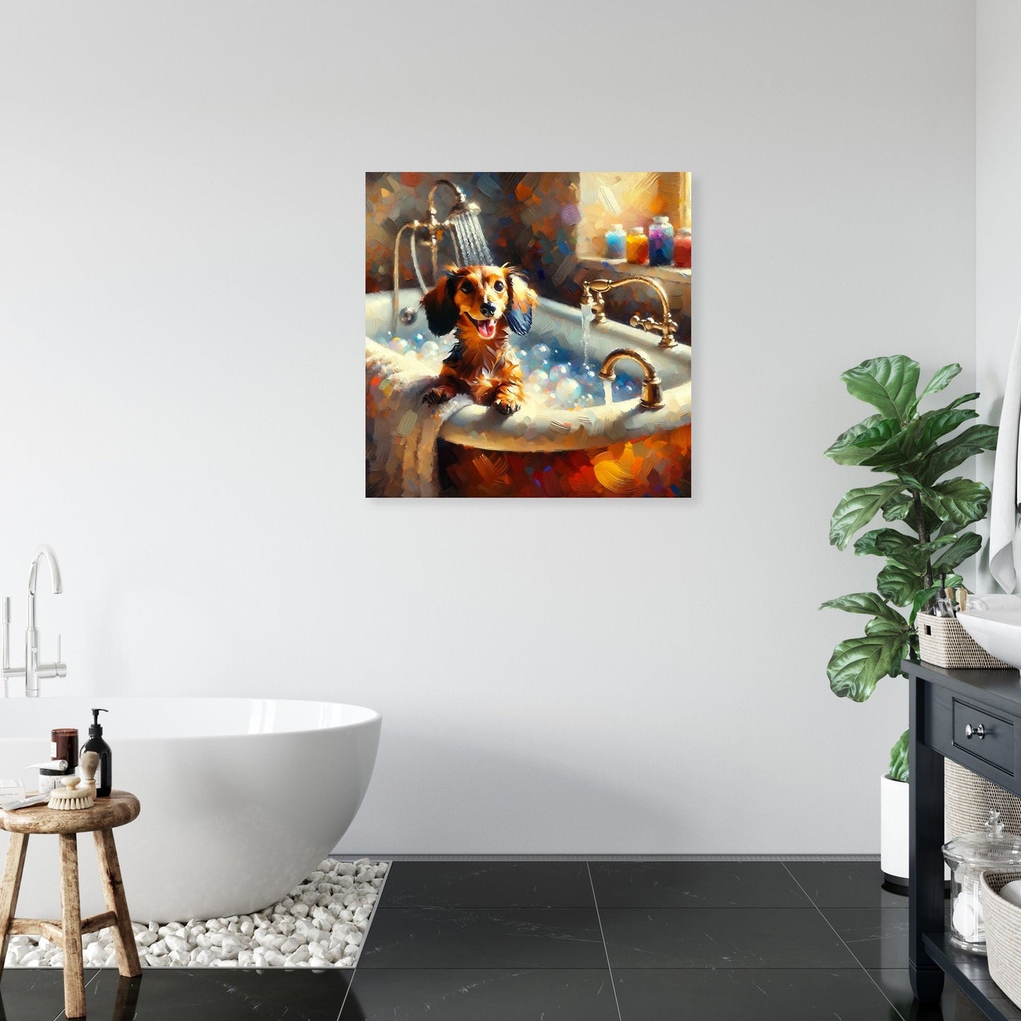 Impressionist Dachshund Soak Canvas