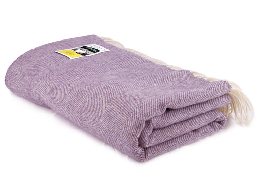 Herringbone Pure New Wool Blanket - Heather