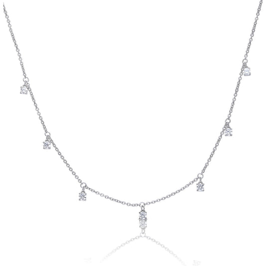 Diamonfire Claw Set Zirconia Station Necklace