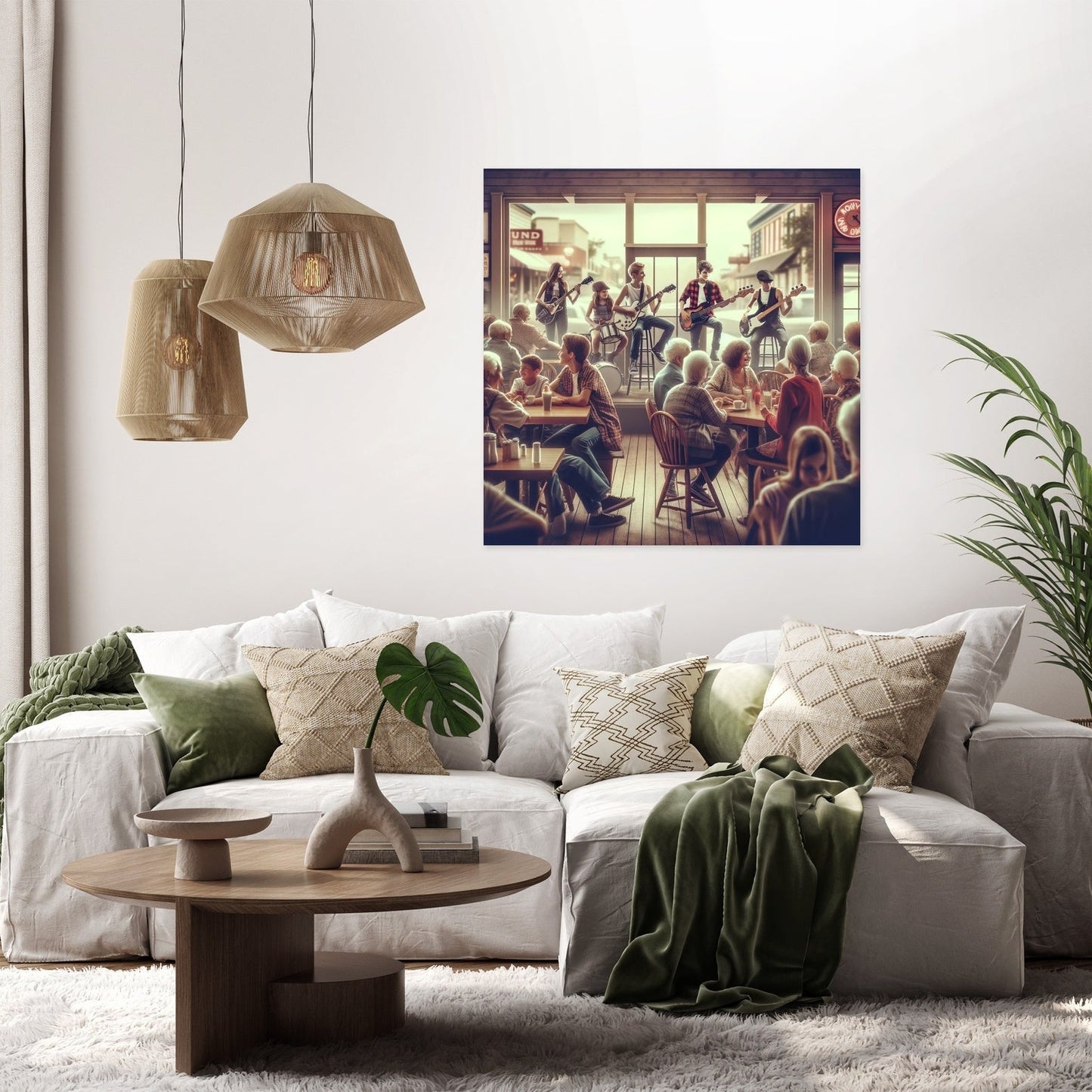 Small-Town Diner Rock Canvas