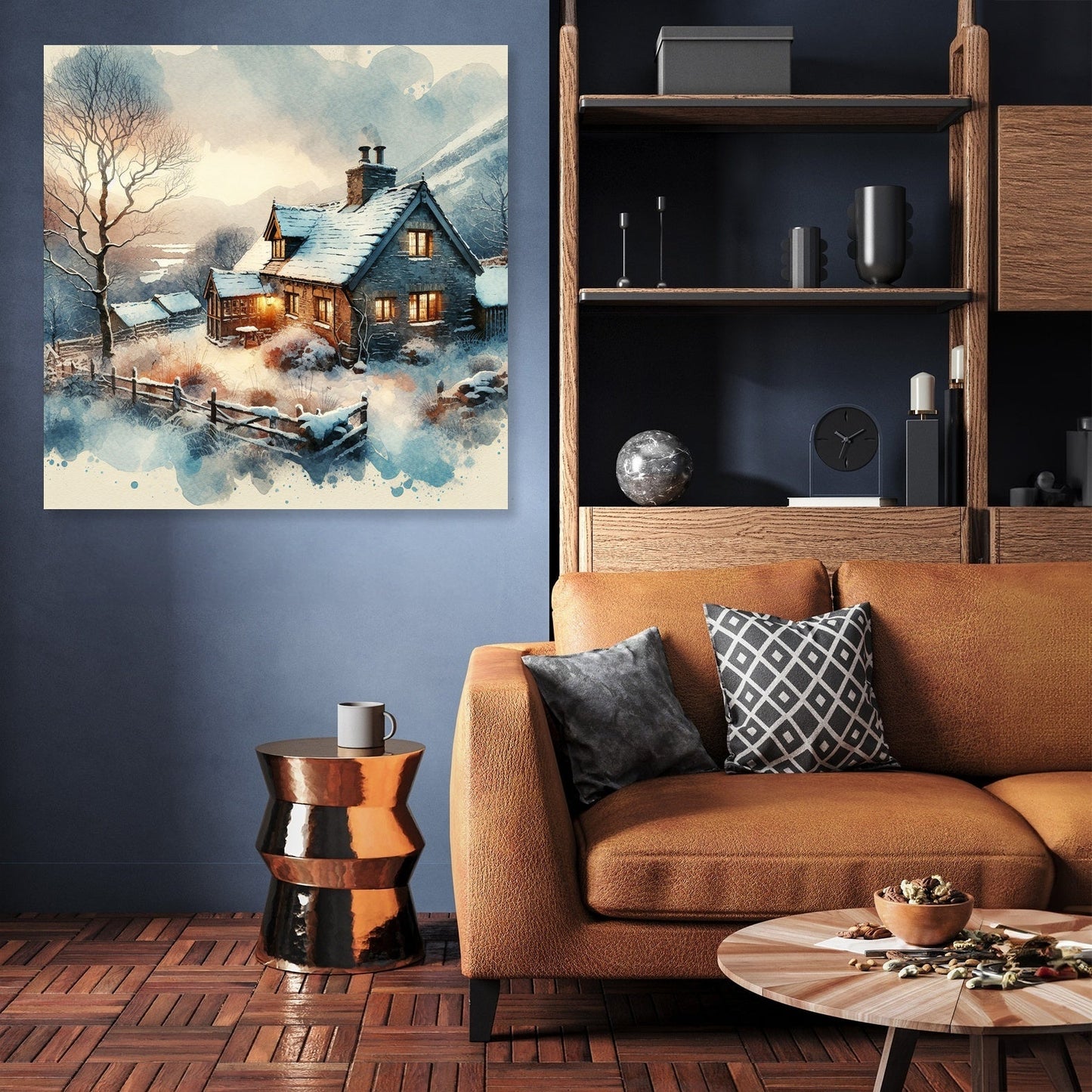 Winter's Embrace Cottage Canvas