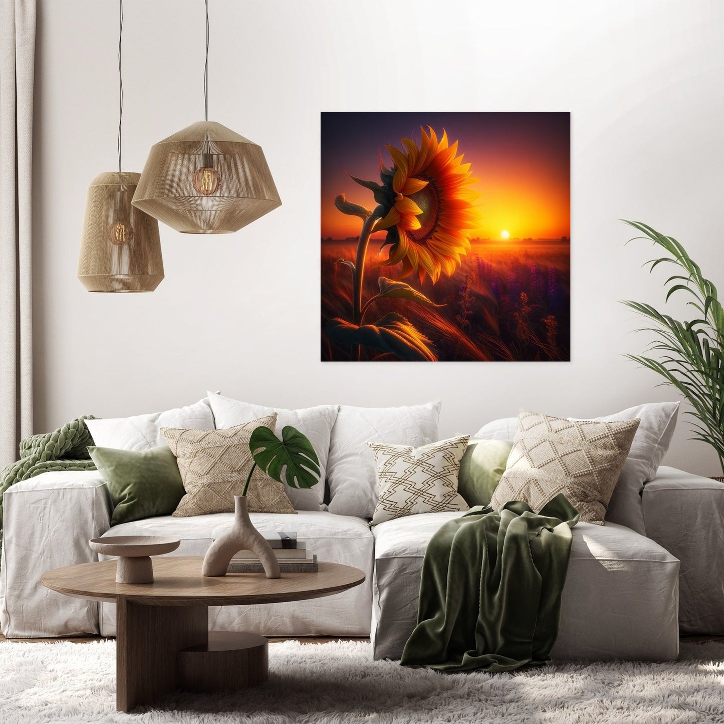 Solitary Sunset Bloom Canvas