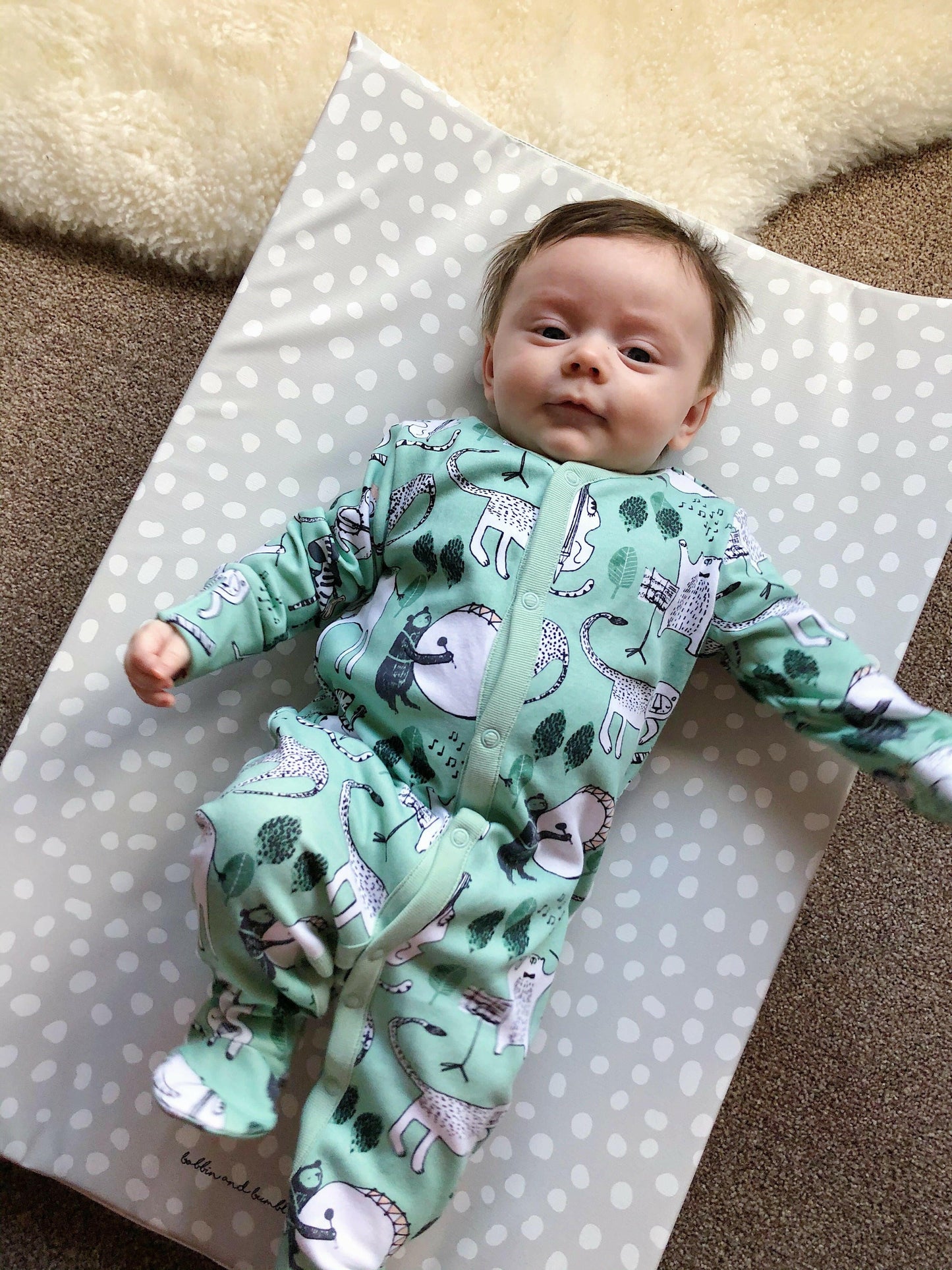 Anti-Roll Wedge Changing Mat - Grey Spots