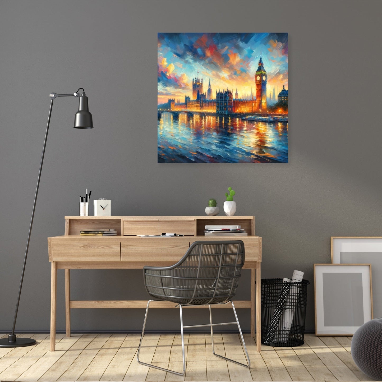 London Parliament Sunset Impression Canvas