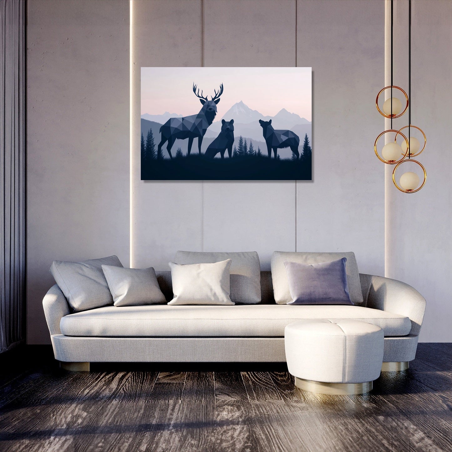 Sombre Wildlife Geometry Canvas