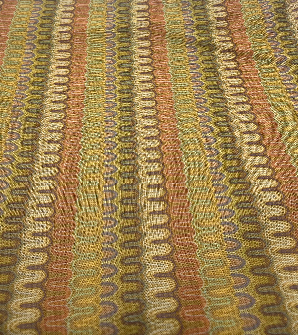 Multi Colour Wave Stripe Print Mesh Fabric Stretch