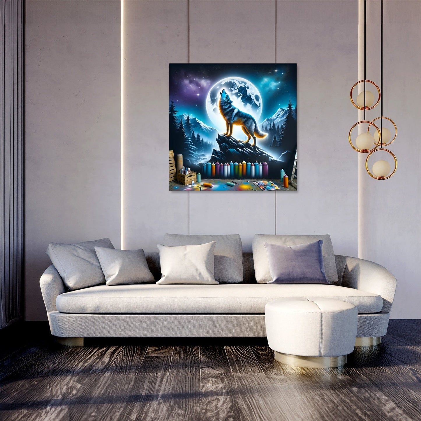 Howling Wolf Night Canvas