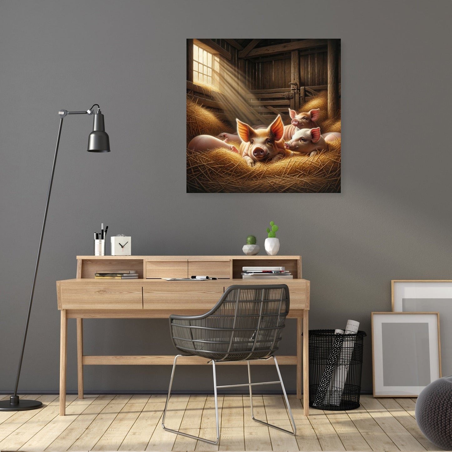 Cozy Barn Pigs Canvas