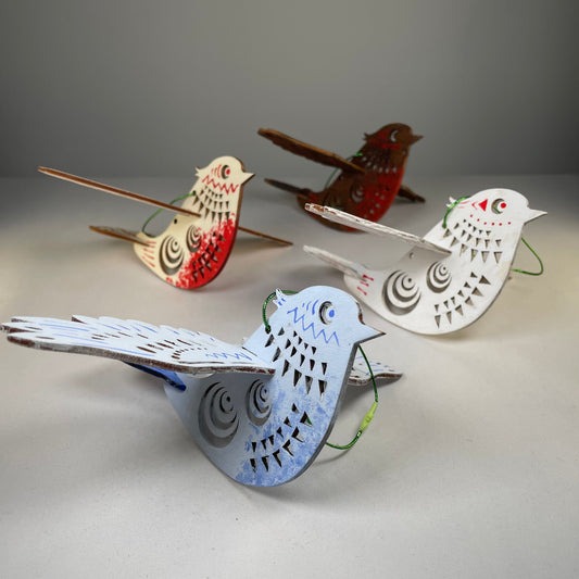 Decorative Christmas Bird Bauble - Handmade Ornament by Curious Rabbit ®