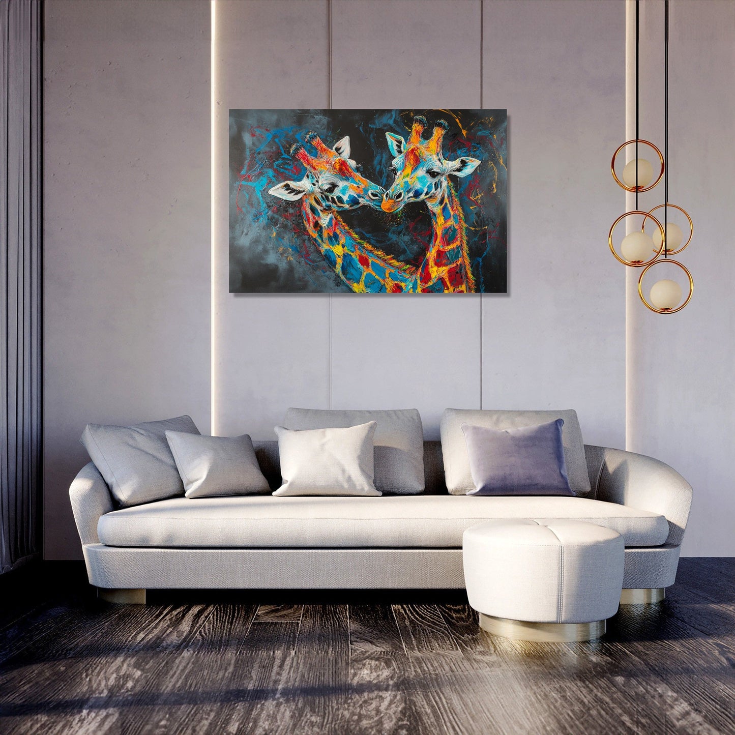 Vibrant Giraffe Duet Canvas