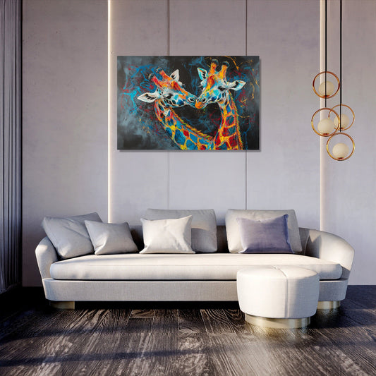 Vibrant Giraffe Duet Canvas