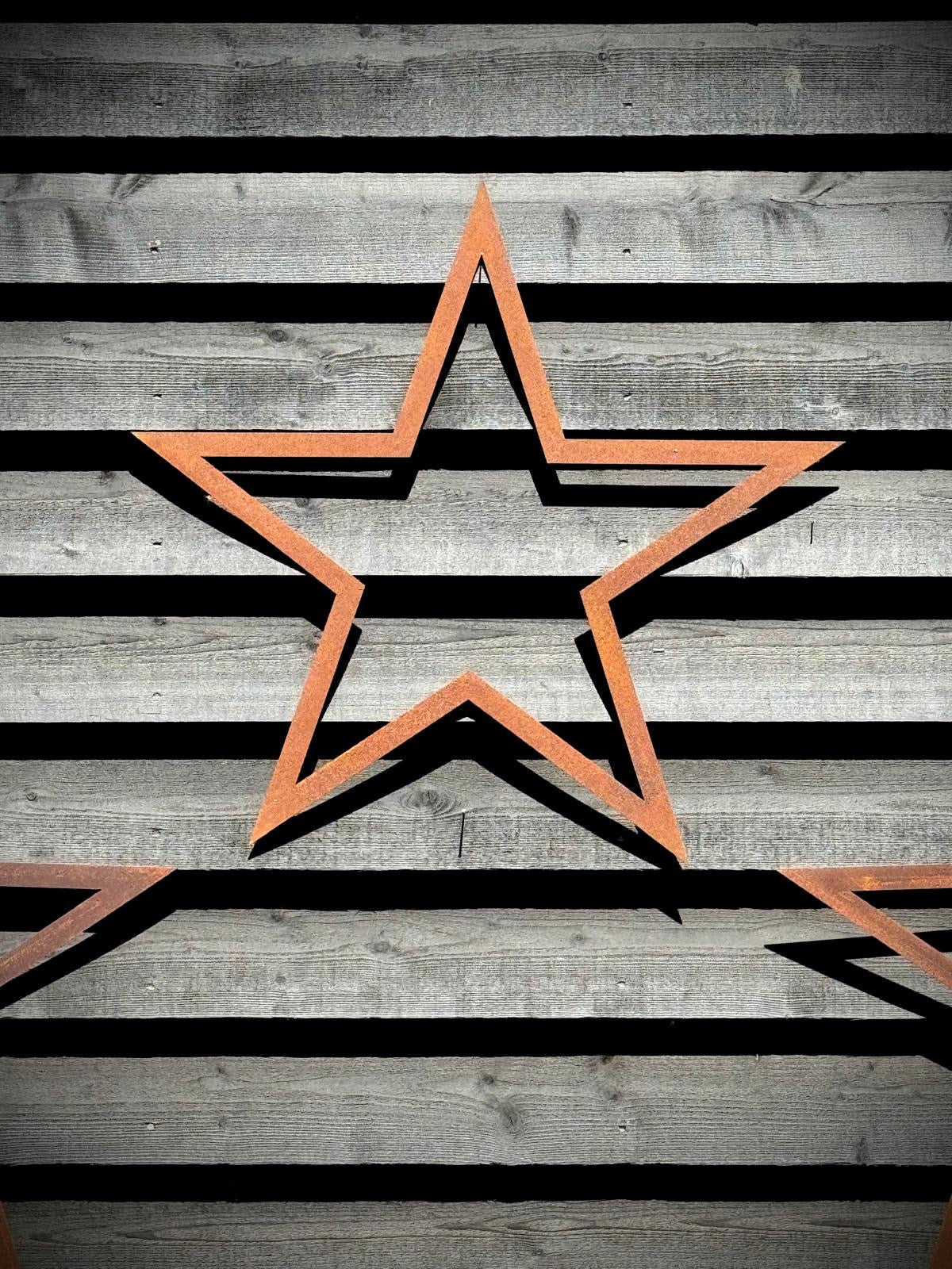 3 Large Rusty Metal barn STARS.
