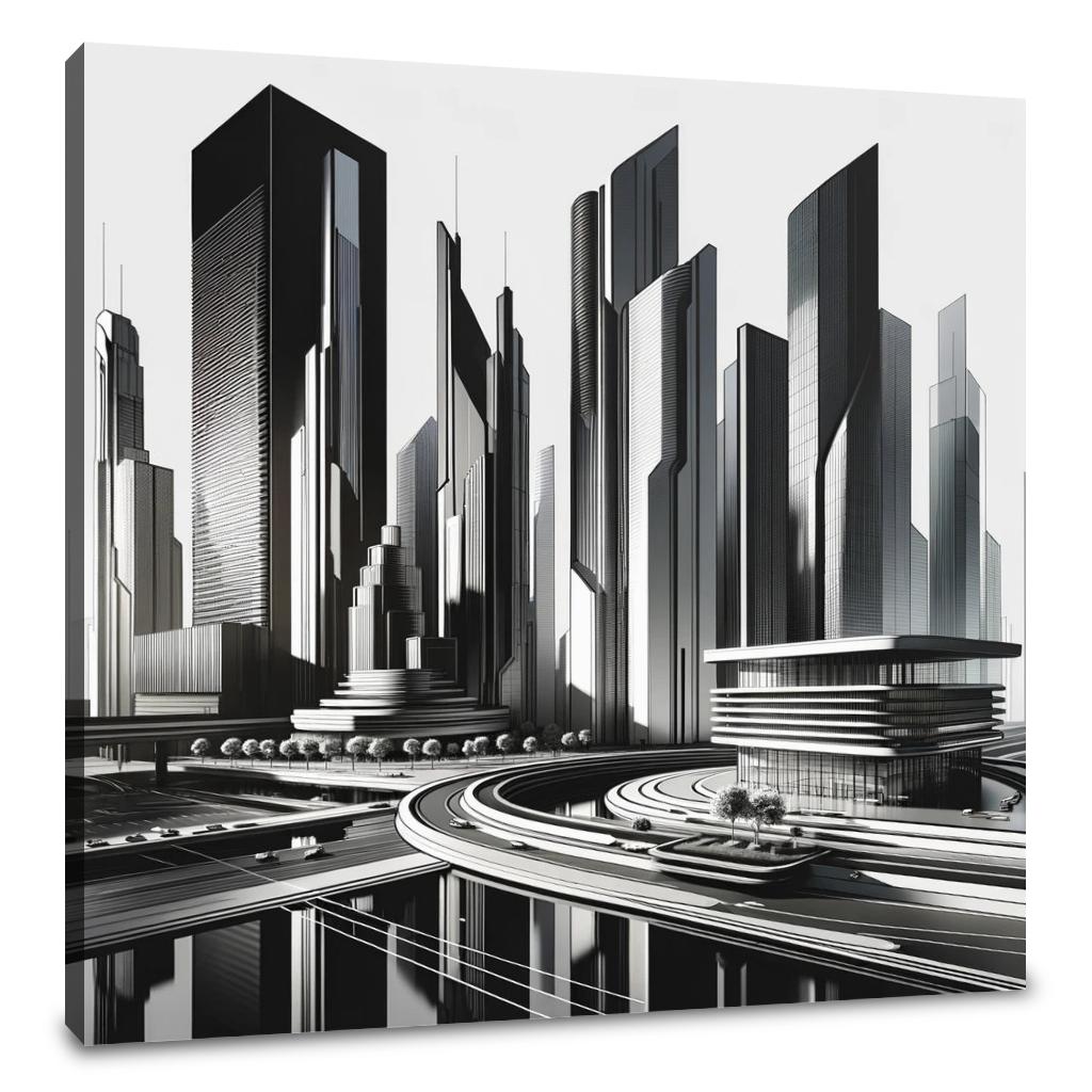Futuristic Skyline Canvas