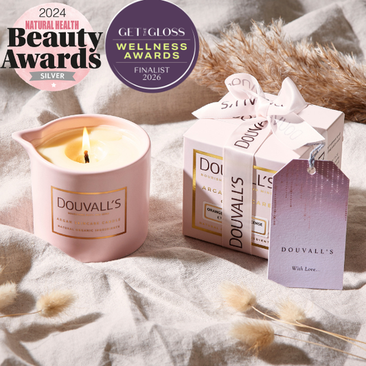 Organic Argan Skincare Candle, Orange & Frankincense 180g | Intensely Nourishing Body Treatment