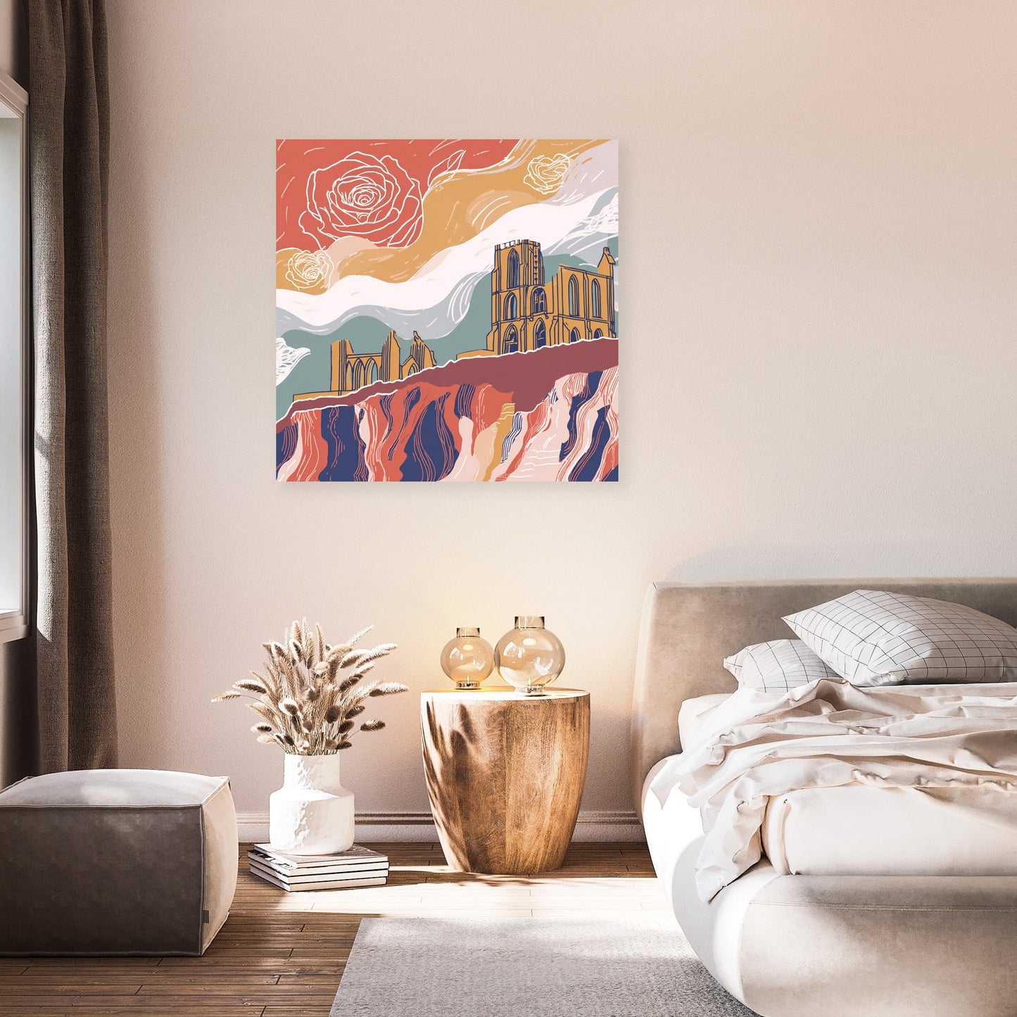 Whitby Abbey Rose Canvas