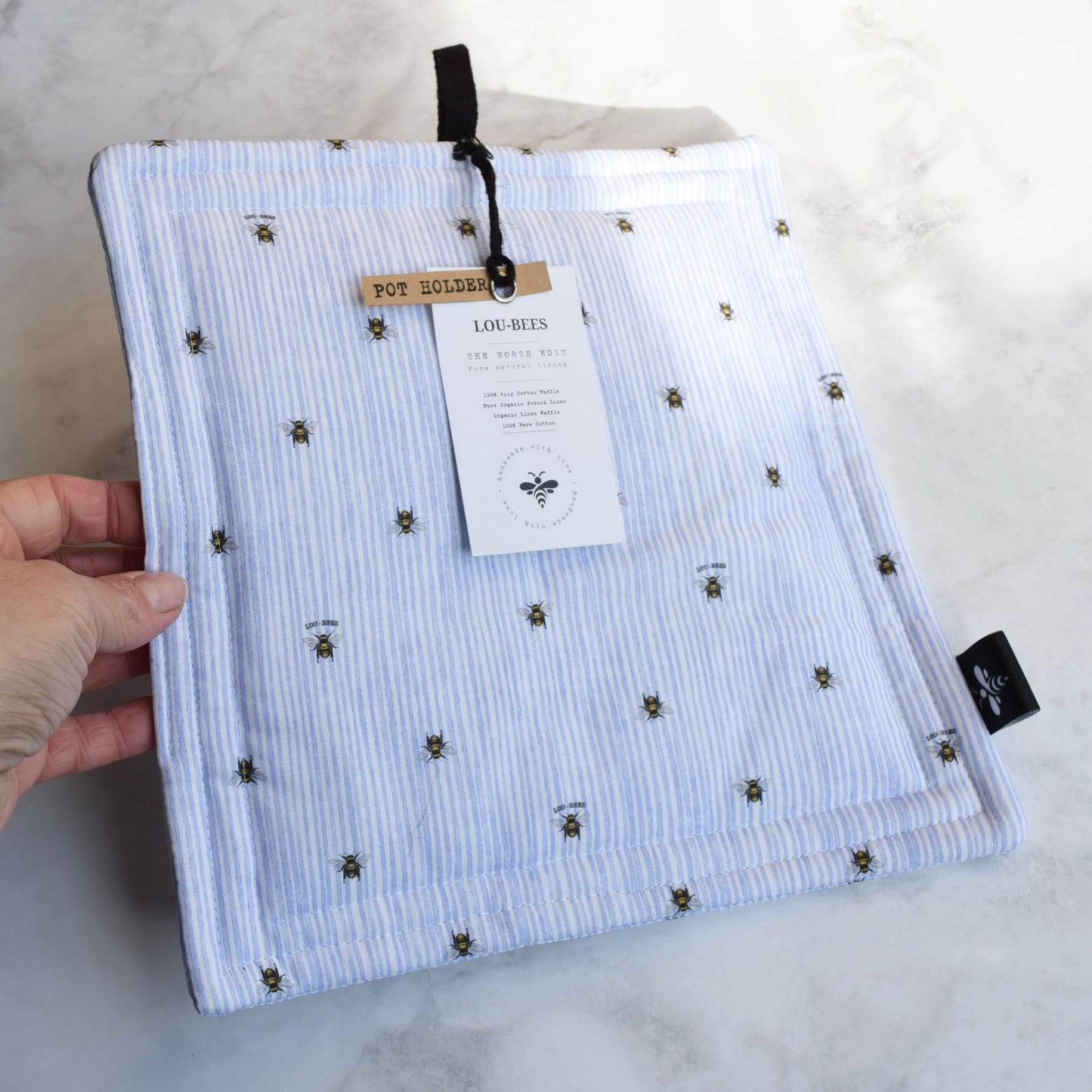 Blue Bee Pot Holder