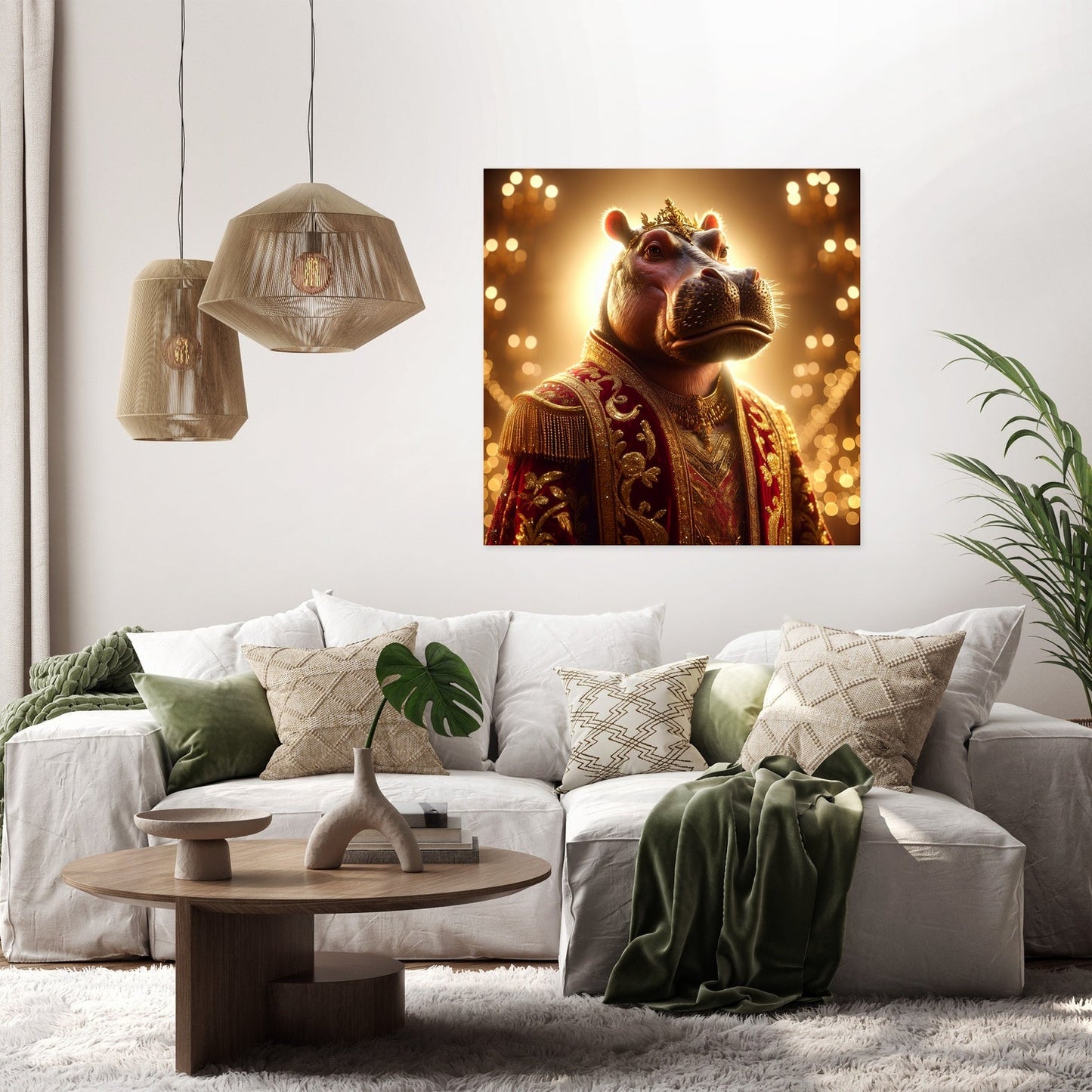 Regal Hippopotamus Elegance Canvas