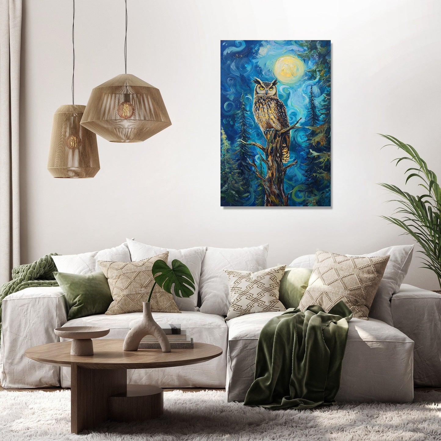 Owl's Midnight Reverie Canvas