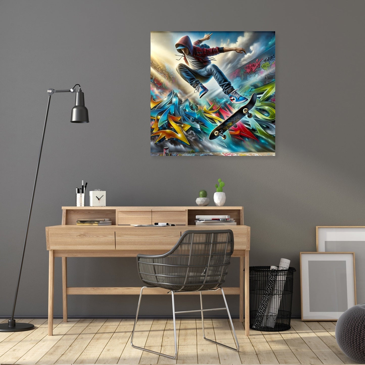 Hyper-Real Graffiti Skate Canvas