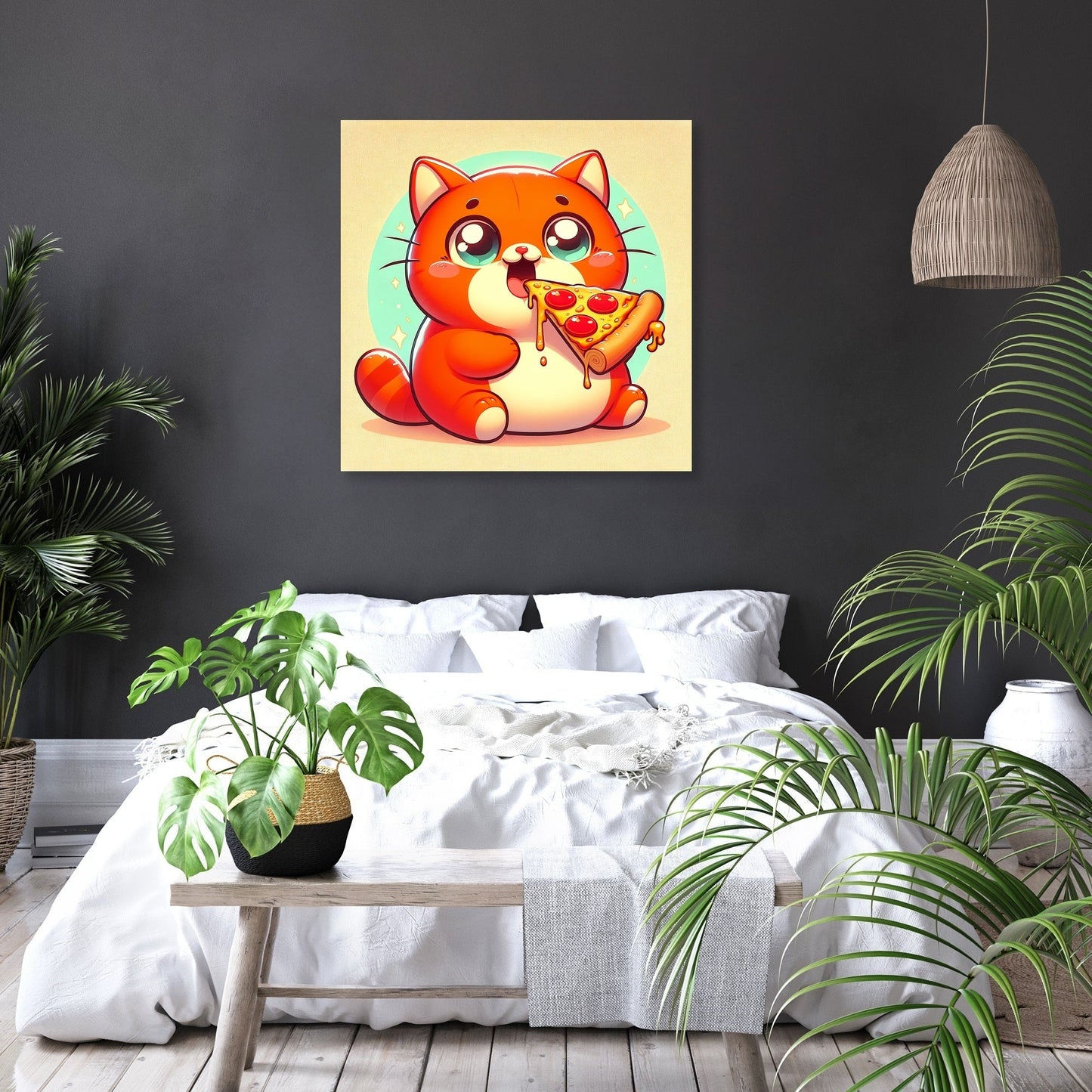 Pizza Loving Cat Canvas