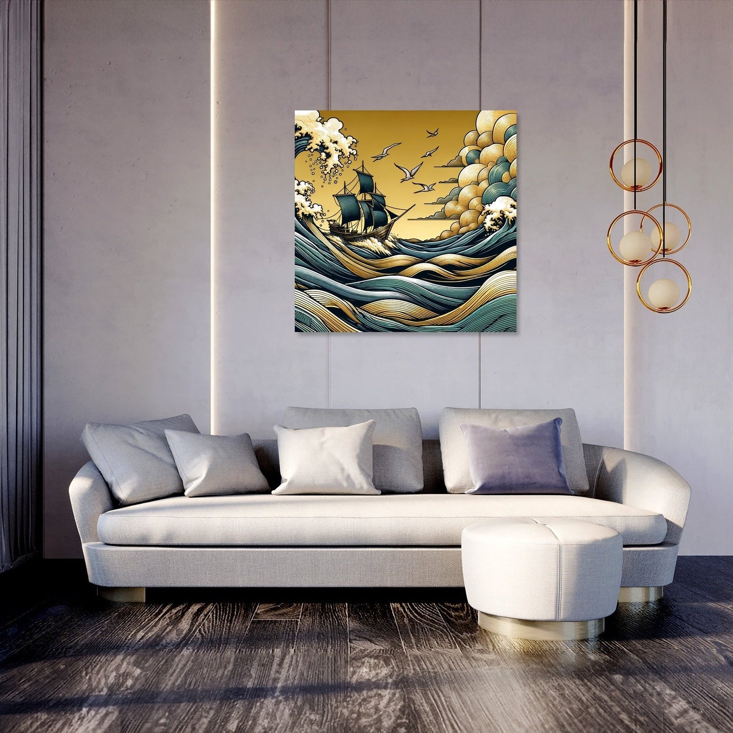 Golden Seascape Voyage Canvas