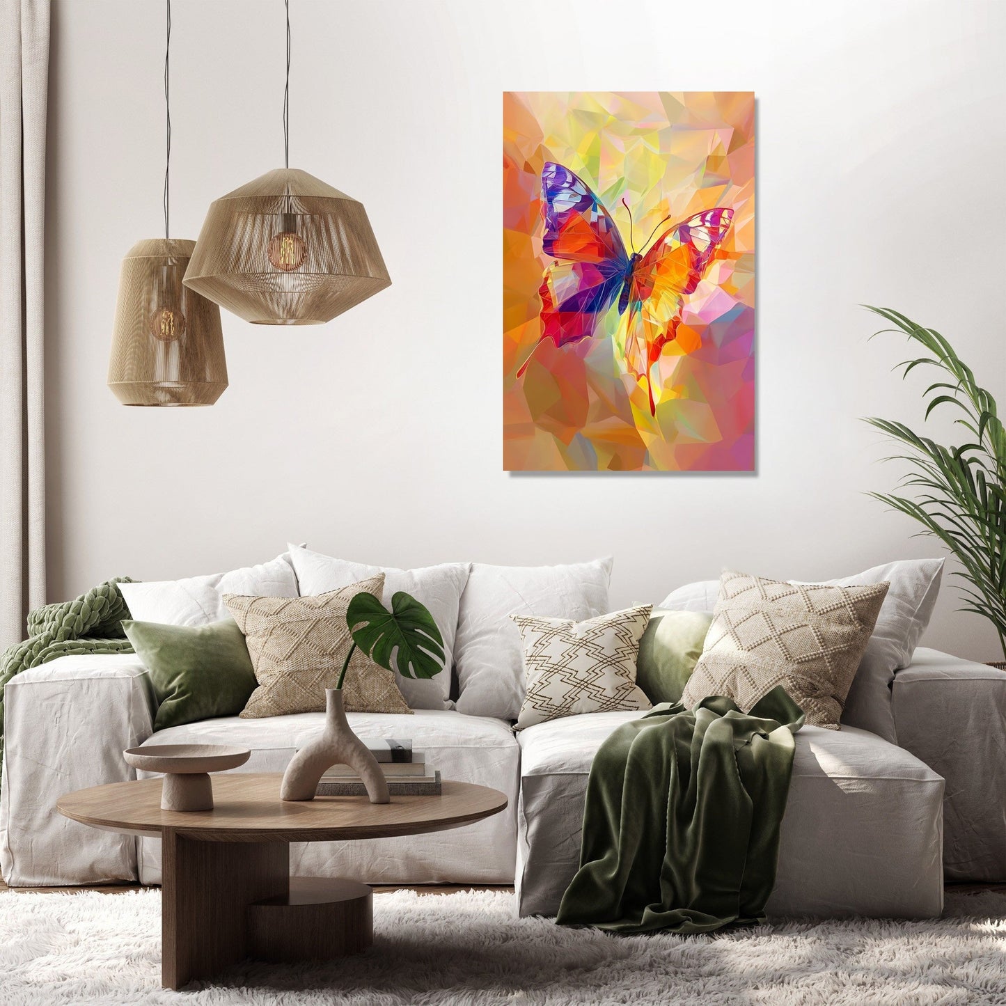 Polygonal Butterfly Kaleidoscope Canvas