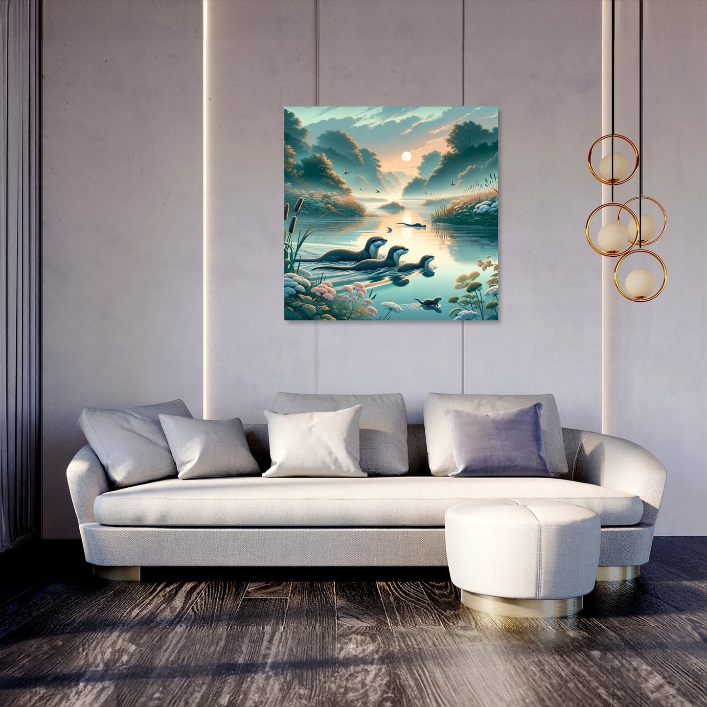 Dawn Otters Canvas