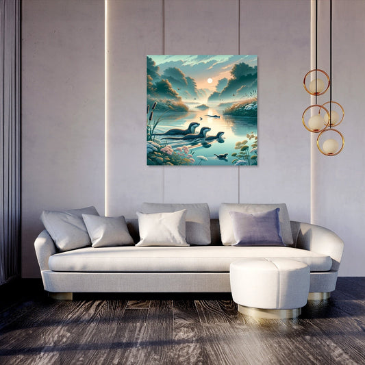 Dawn Otters Canvas