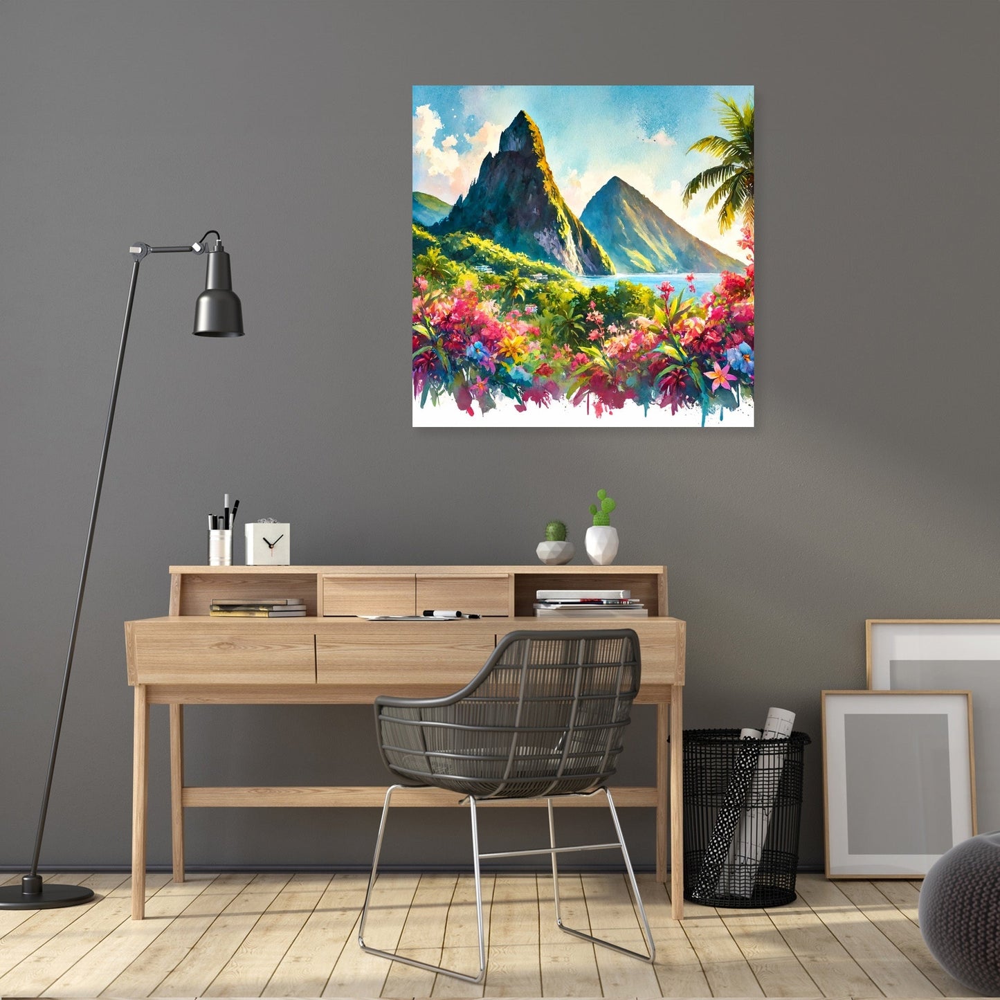 Volcanic Peaks and Blooms Canvas