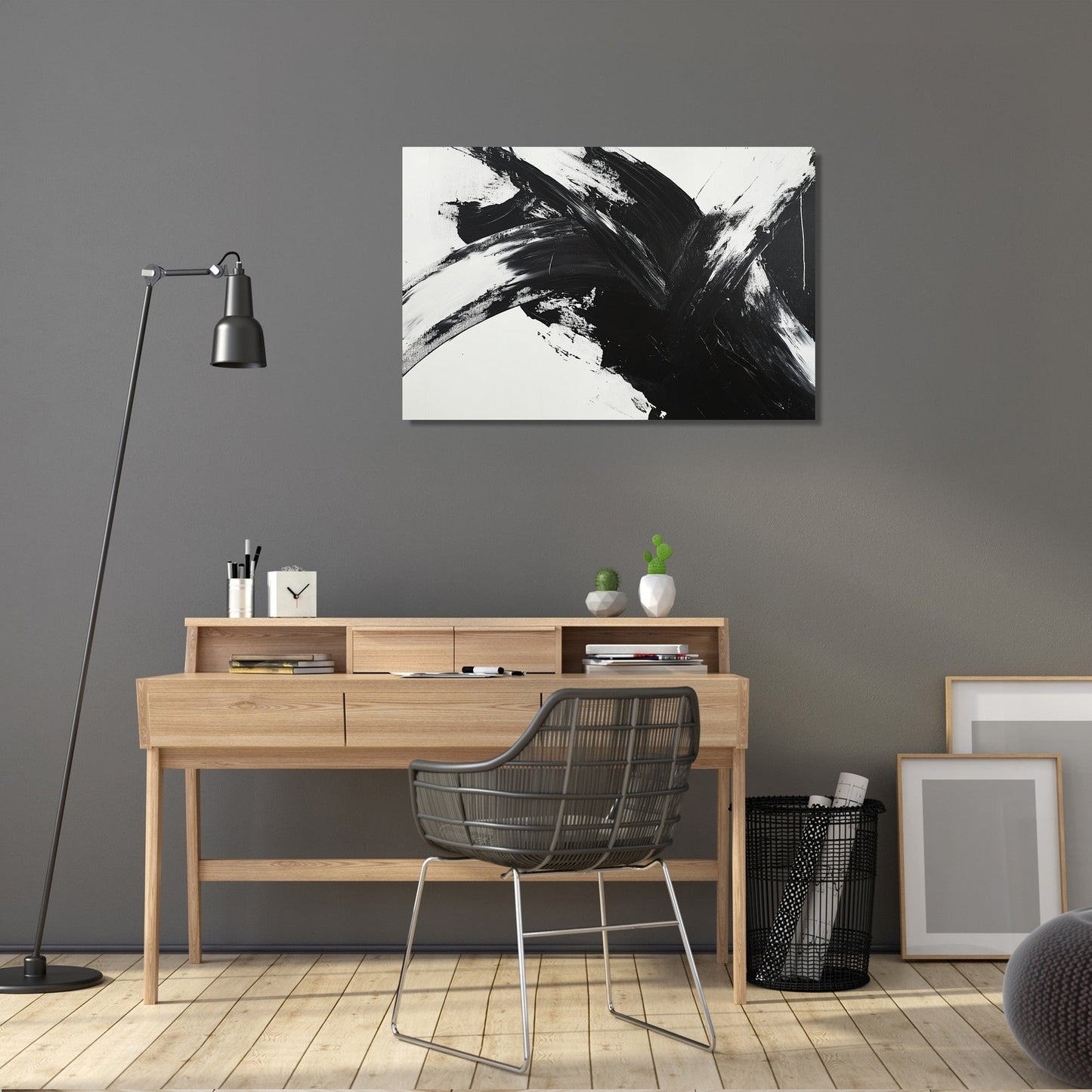 Monochrome Whirlwind Canvas