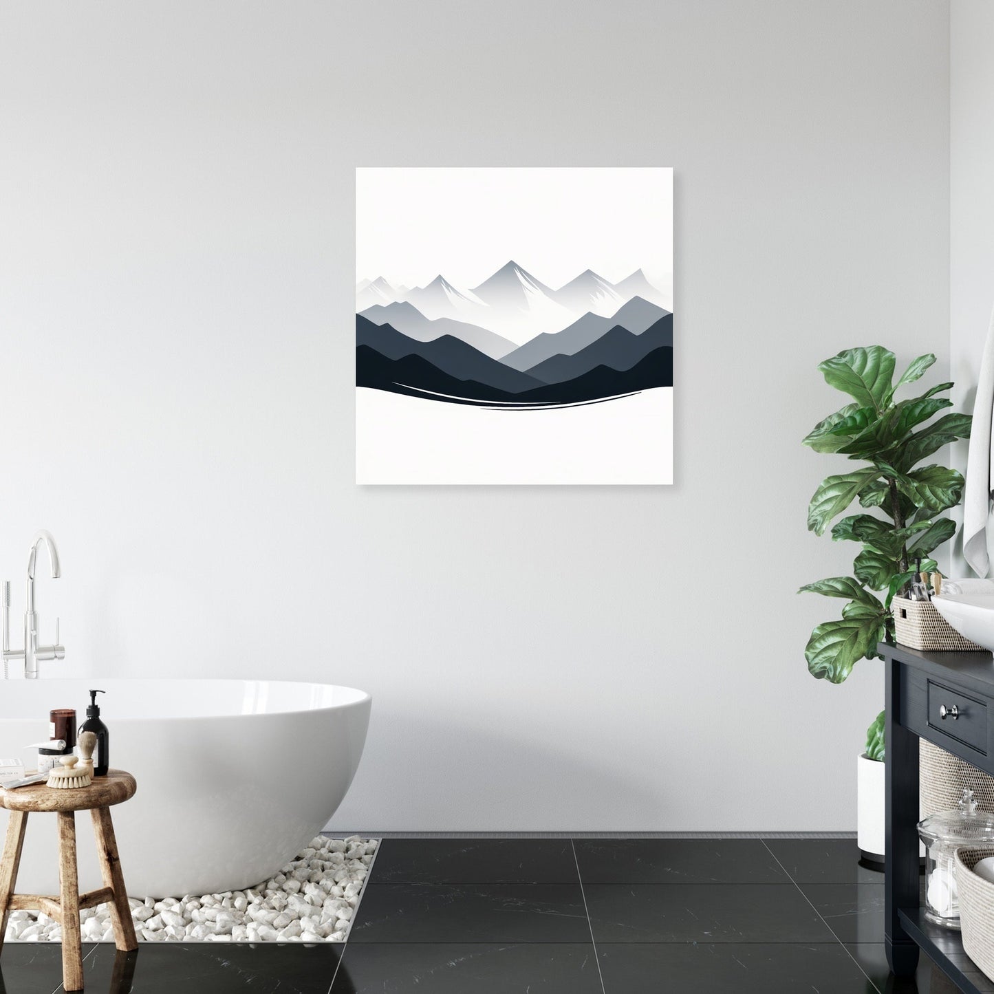 Grey Mountain Silhouette Canvas