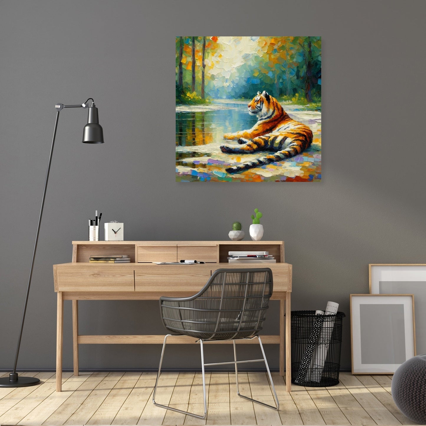 Tranquil Pond Tiger Canvas