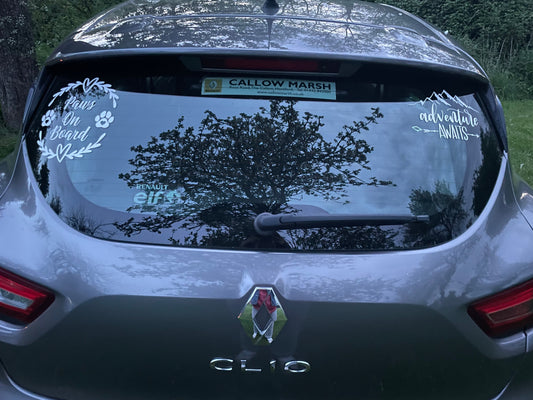 Paws On Board Heart Wreath Car Window Sticker